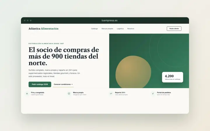 Ejemplo de web corporativa creada por Huntia